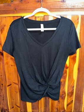 Altar’s State Black V-Neck Knot Front Top